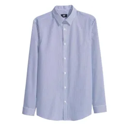 H&M Blues Lining Easy Iron Slim Fit Casual Shirt