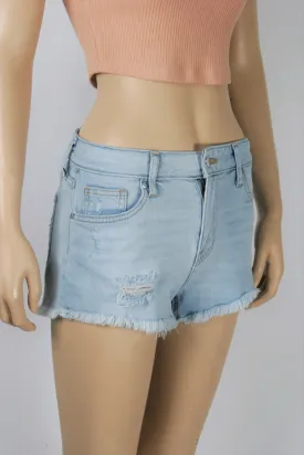 H&M Light Denim Frayed Shorts-Size 4
