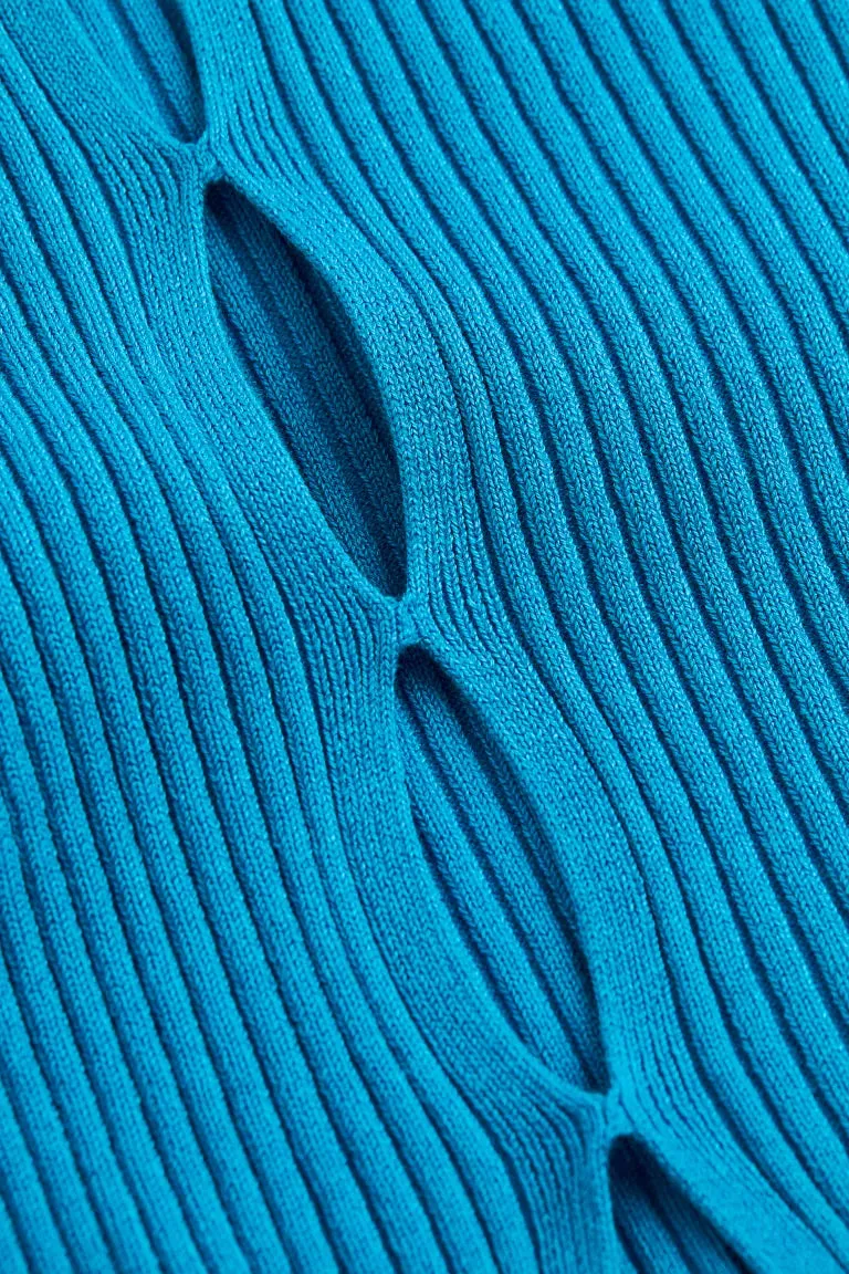 H&M Rib Knit Top with Cutouts, Royal Blue