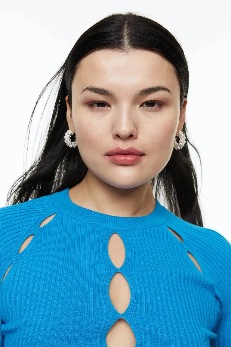 H&M Rib Knit Top with Cutouts, Royal Blue