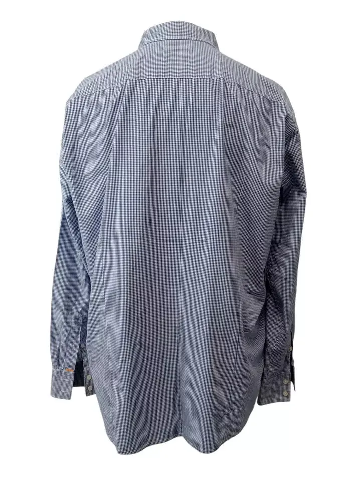 Hugo Boss Orange Label Men's 100% Cotton Casual Checked Shirt Blue Size XXL