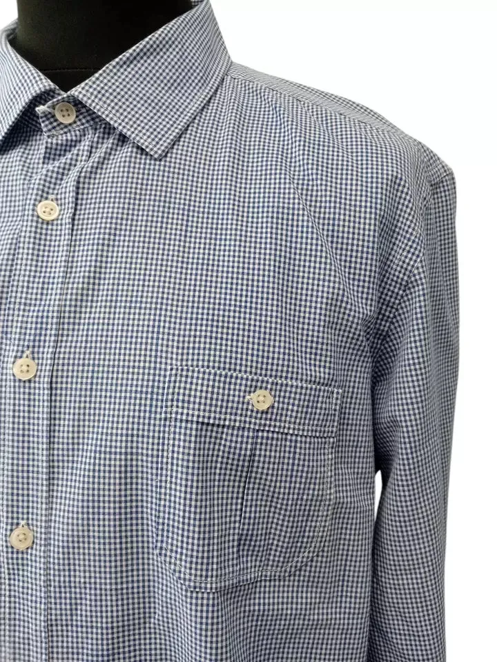 Hugo Boss Orange Label Men's 100% Cotton Casual Checked Shirt Blue Size XXL