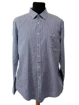 Hugo Boss Orange Label Men's 100% Cotton Casual Checked Shirt Blue Size XXL