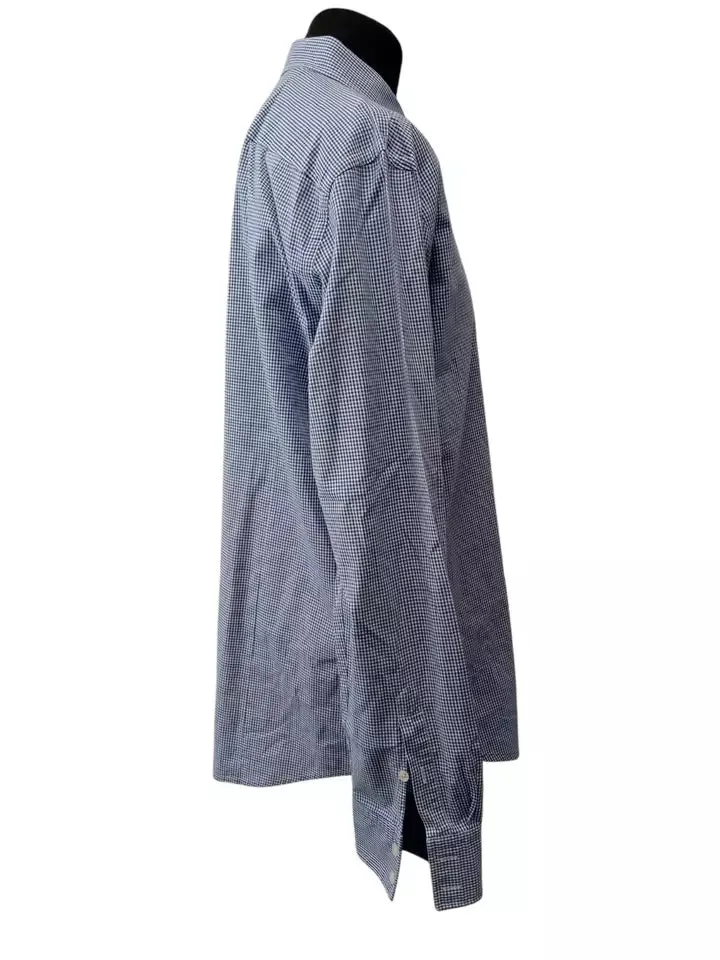 Hugo Boss Orange Label Men's 100% Cotton Casual Checked Shirt Blue Size XXL