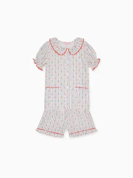Ivory Floral Stripe Rinela Girl Pyjamas