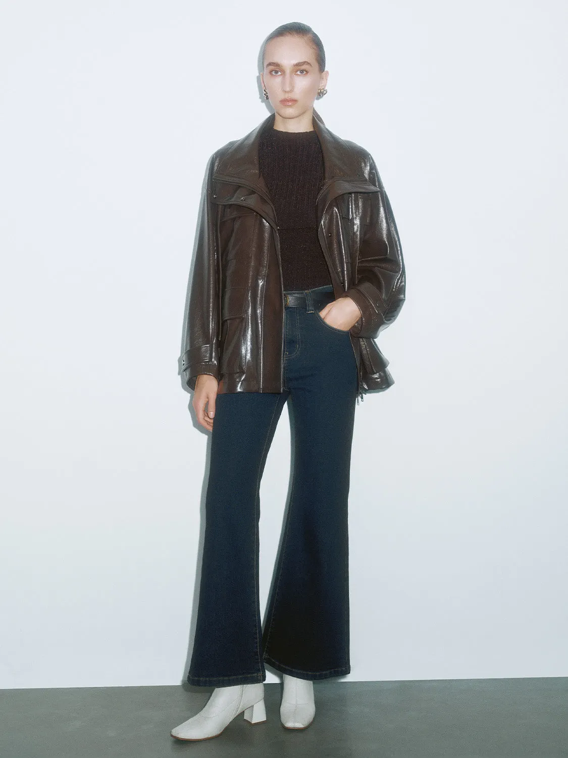 Leather Flap Pocket Coats