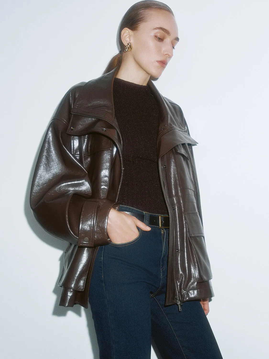 Leather Flap Pocket Coats