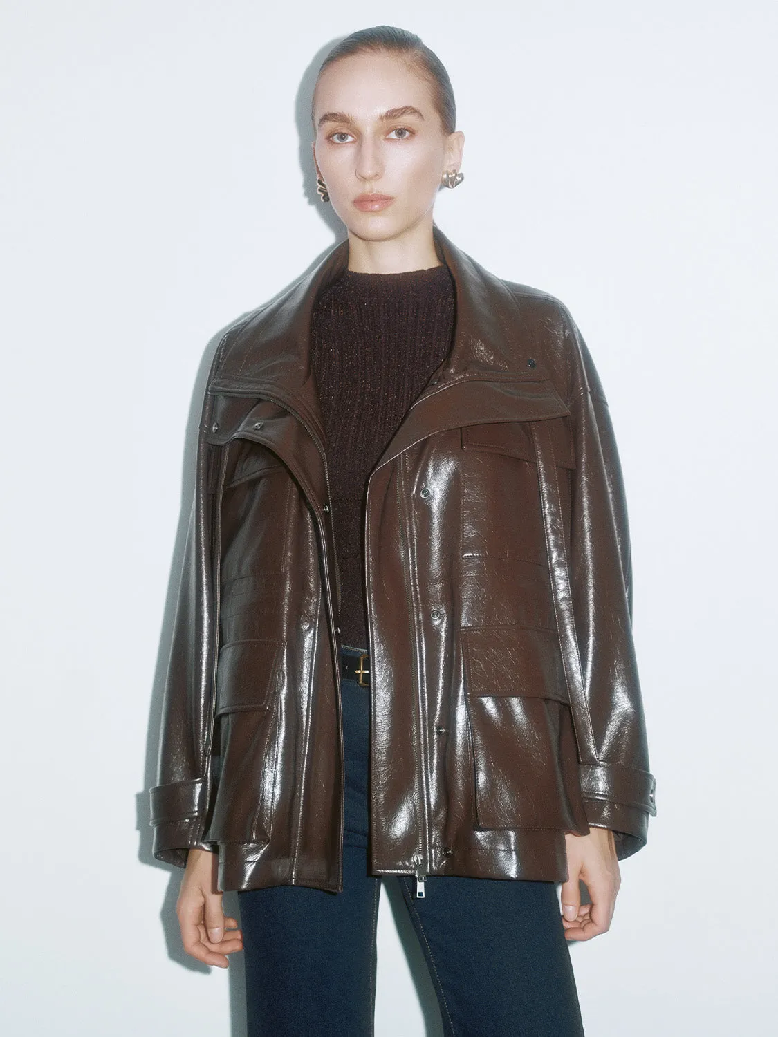 Leather Flap Pocket Coats