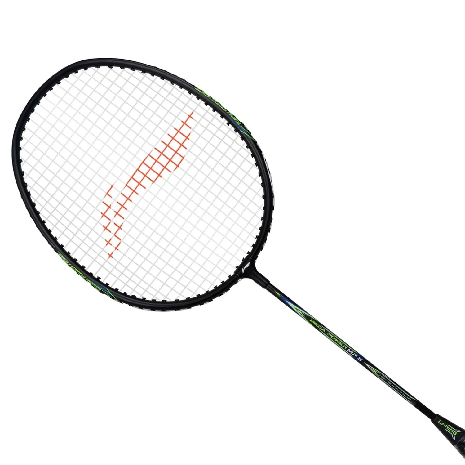 Li-Ning Mega Power MP 5 Strung Badminton Racquet With Head Cover, Black/Green
