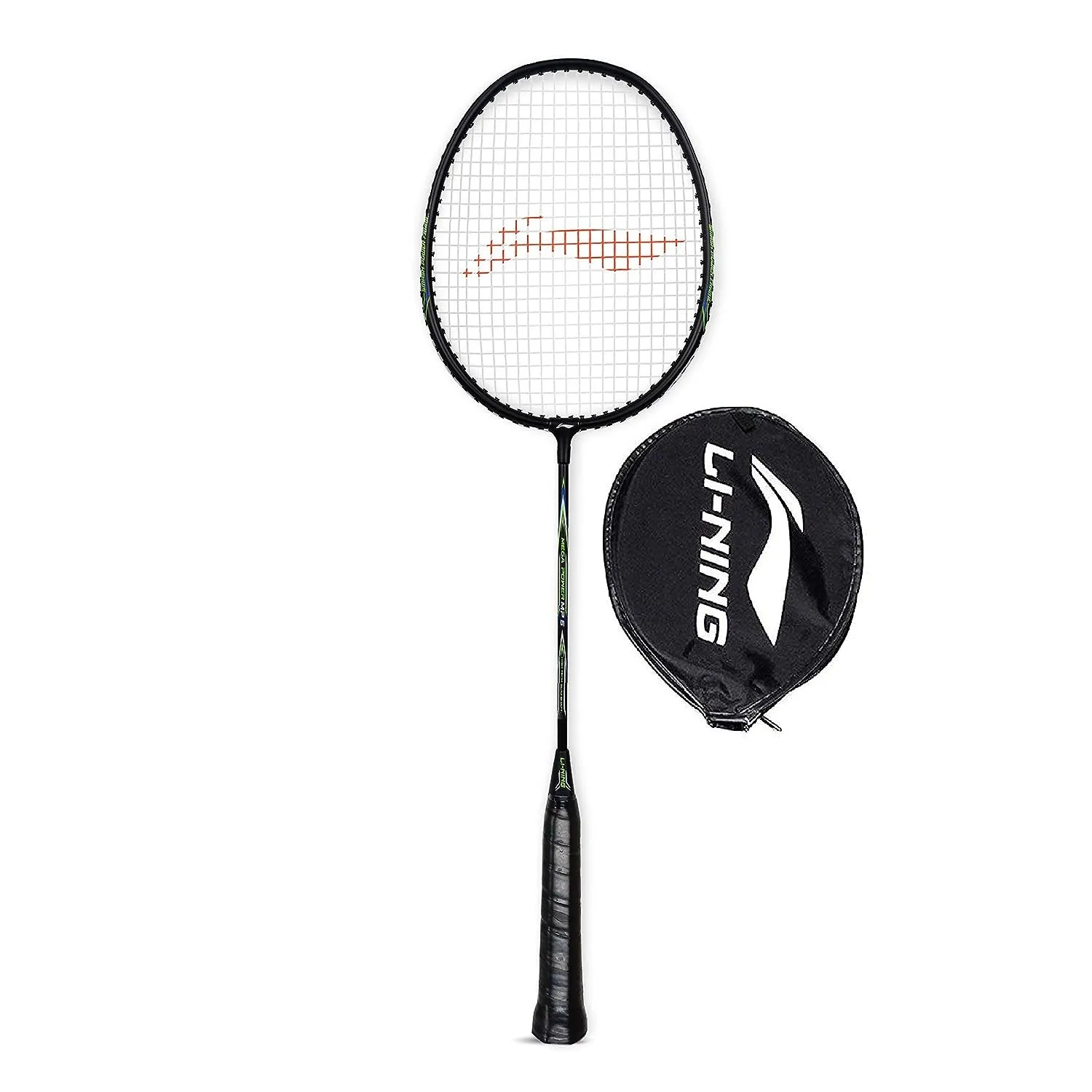 Li-Ning Mega Power MP 5 Strung Badminton Racquet With Head Cover, Black/Green