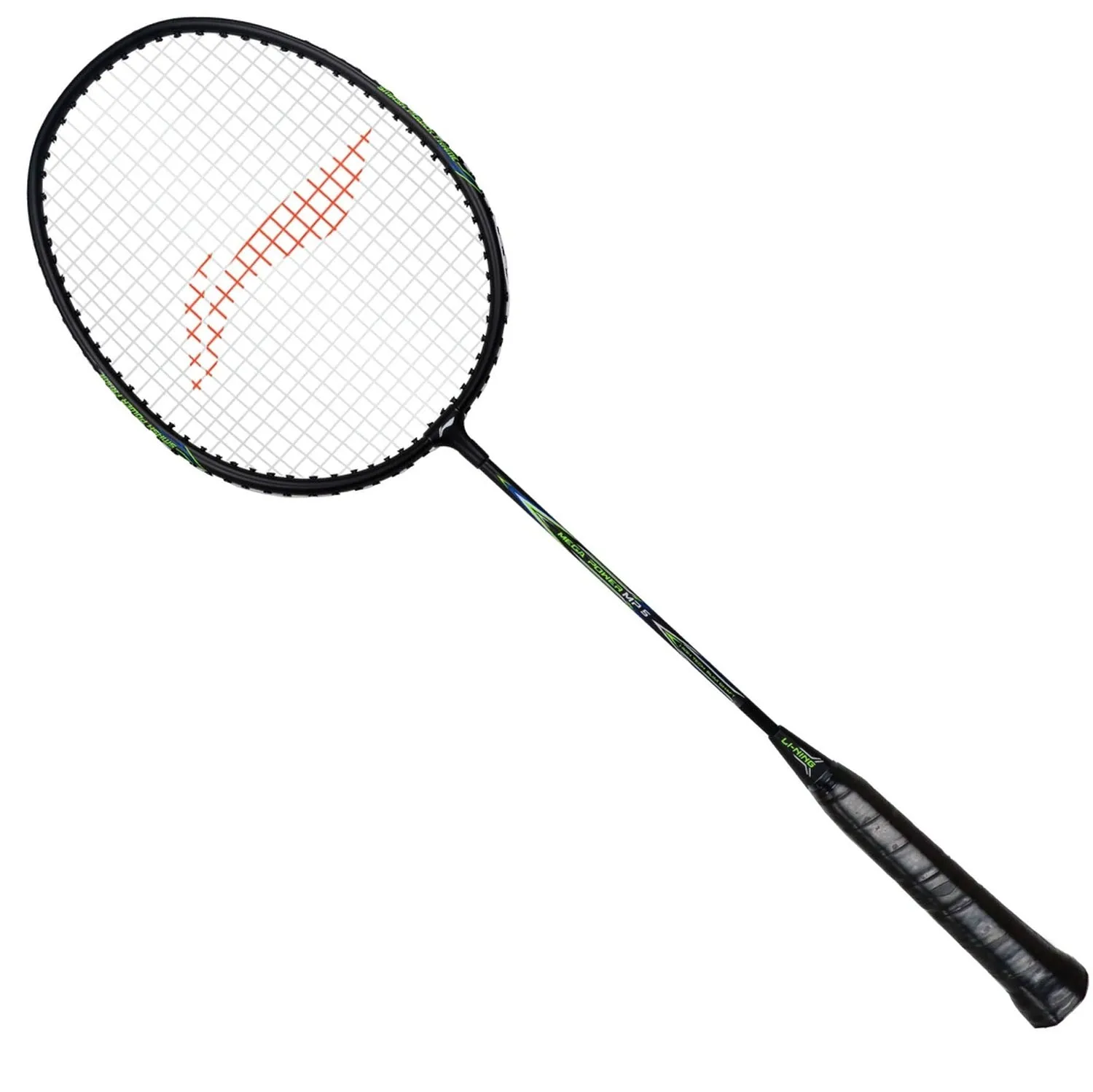 Li-Ning Mega Power MP 5 Strung Badminton Racquet With Head Cover, Black/Green
