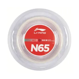 LI-NING N65 Badminton String 0.65mm (High Repulsion) 200m Reel White