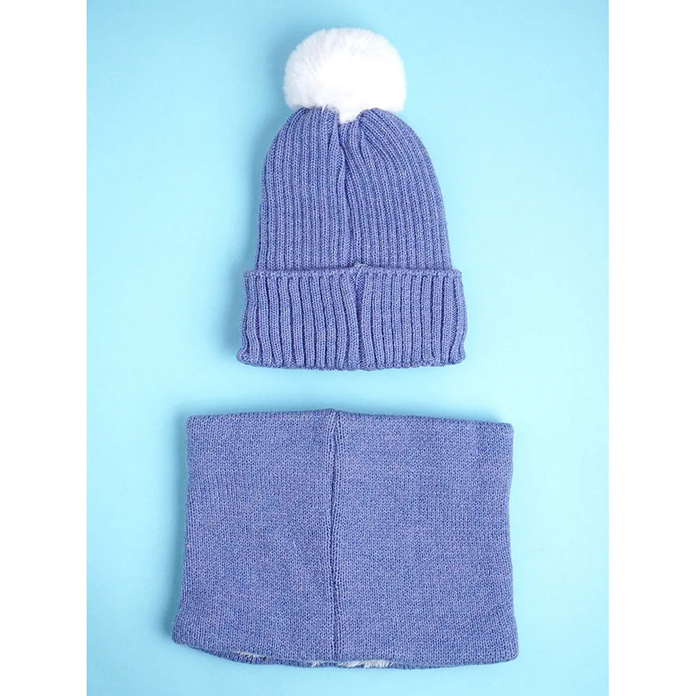 Little Surpise Box 2Pcs Themed Blue Party Dino Themed Beanie Winter Cap With Matching Neck Cuff Style Muffler For Kids
