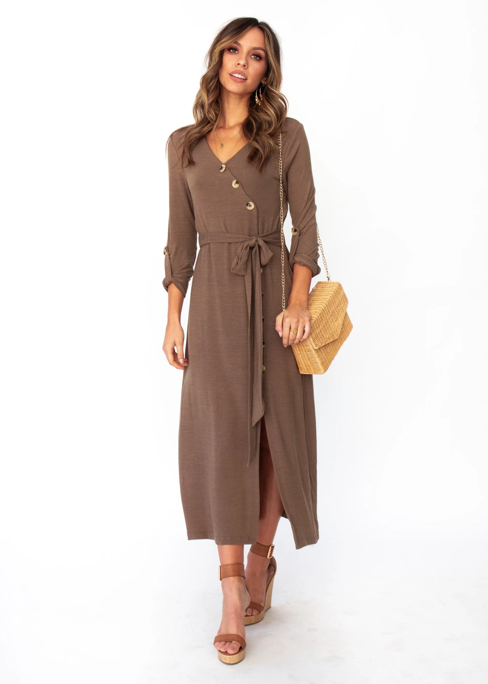 Love Ain't Easy Midi Dress - Khaki