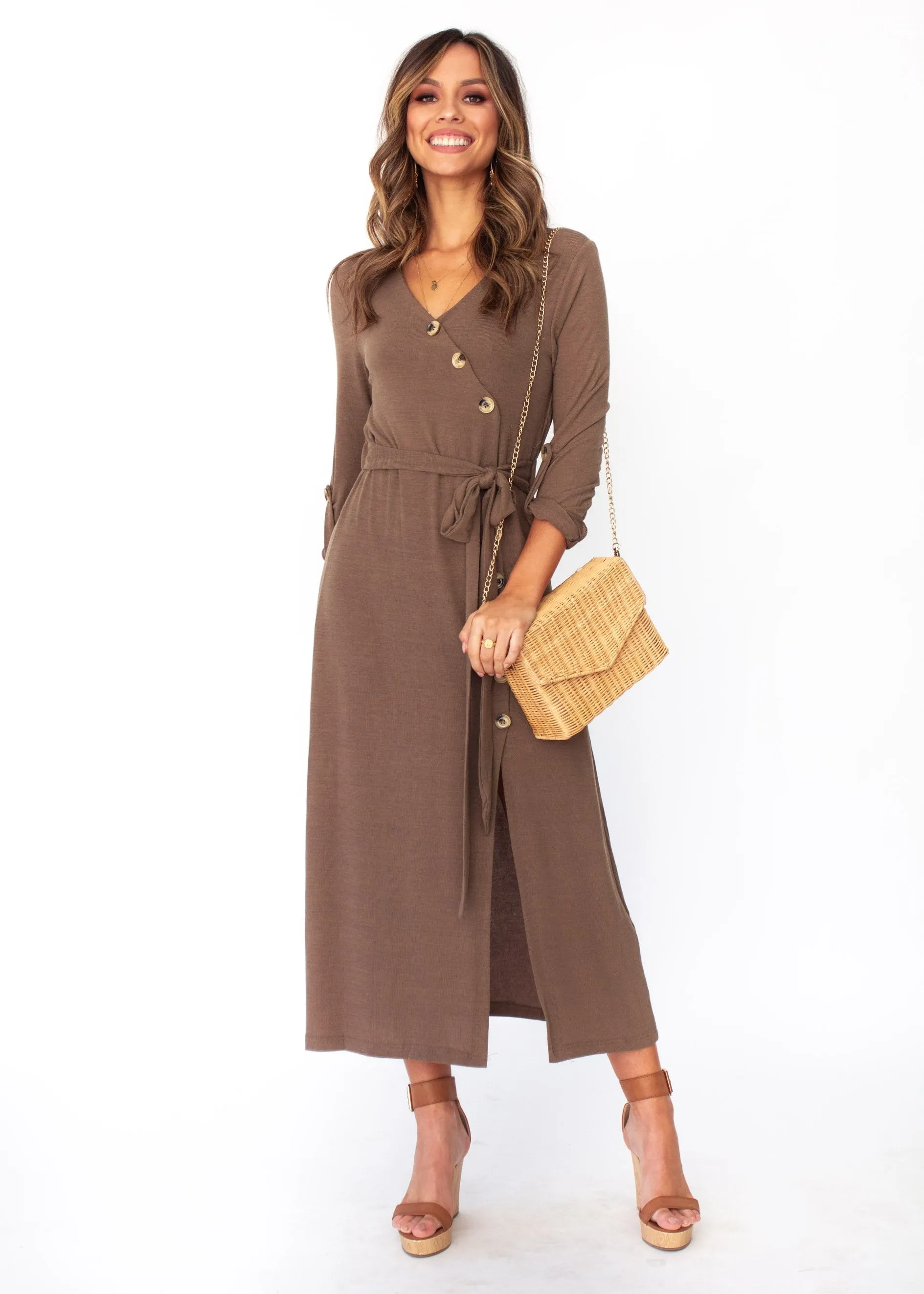 Love Ain't Easy Midi Dress - Khaki