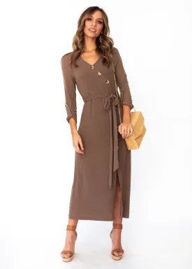 Love Ain't Easy Midi Dress - Khaki