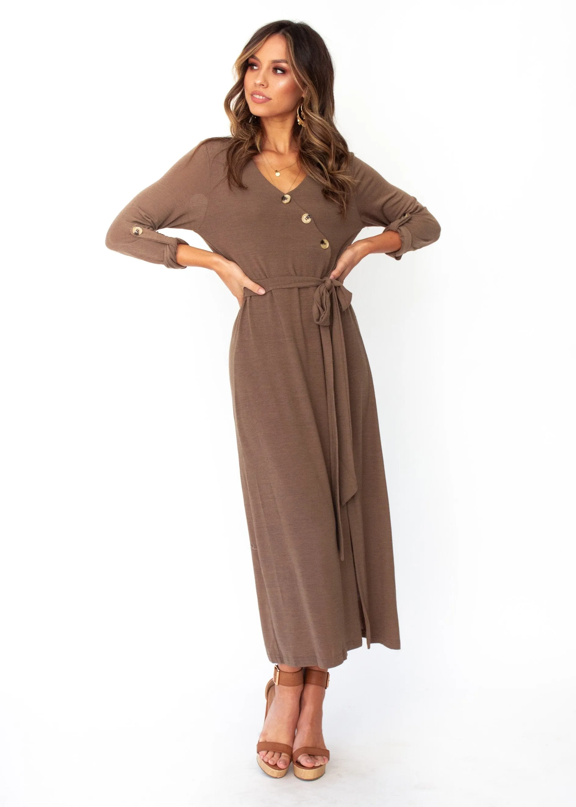 Love Ain't Easy Midi Dress - Khaki