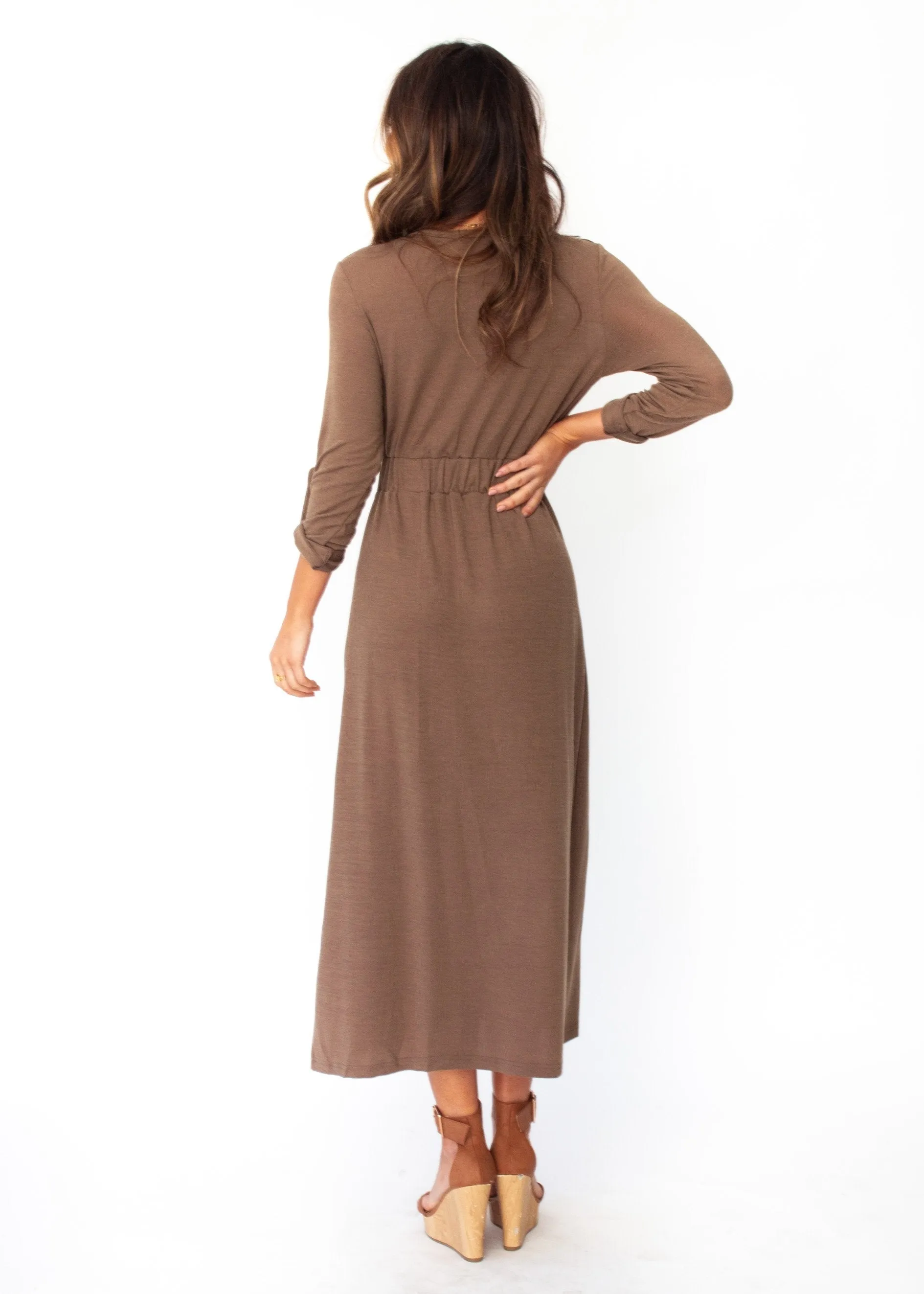 Love Ain't Easy Midi Dress - Khaki