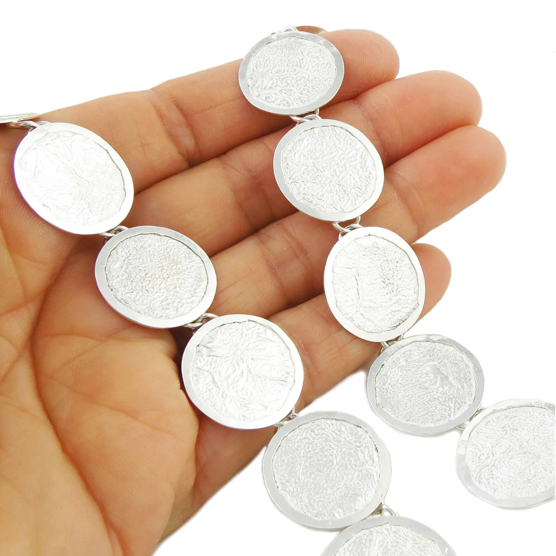 Maria Belen Reticulated Sterling Silver Circle Necklace