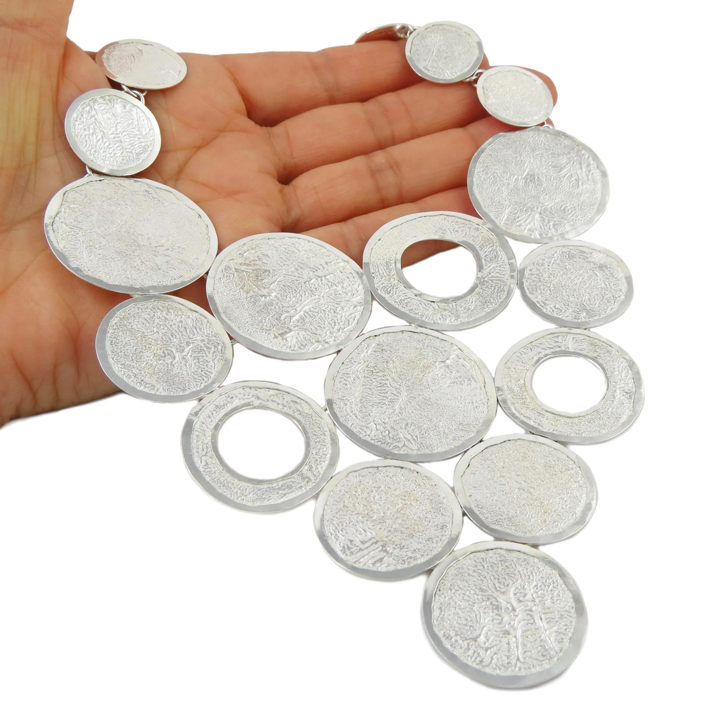 Maria Belen Reticulated Sterling Silver Circle Necklace