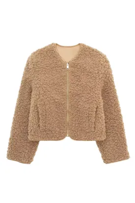 'Marlene' Zip-Up Fleeced Short Jacket