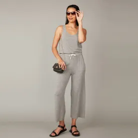 Melange Viscose Knit Jumpsuit (Grey)