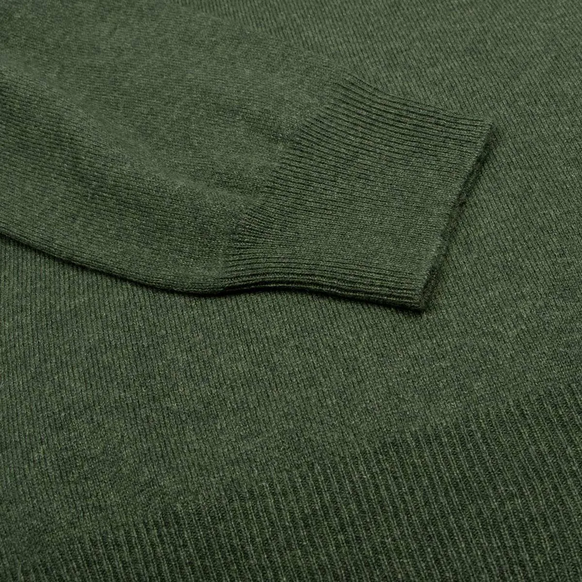 Moss Green Button Neck Wool & Cashmere Sweater