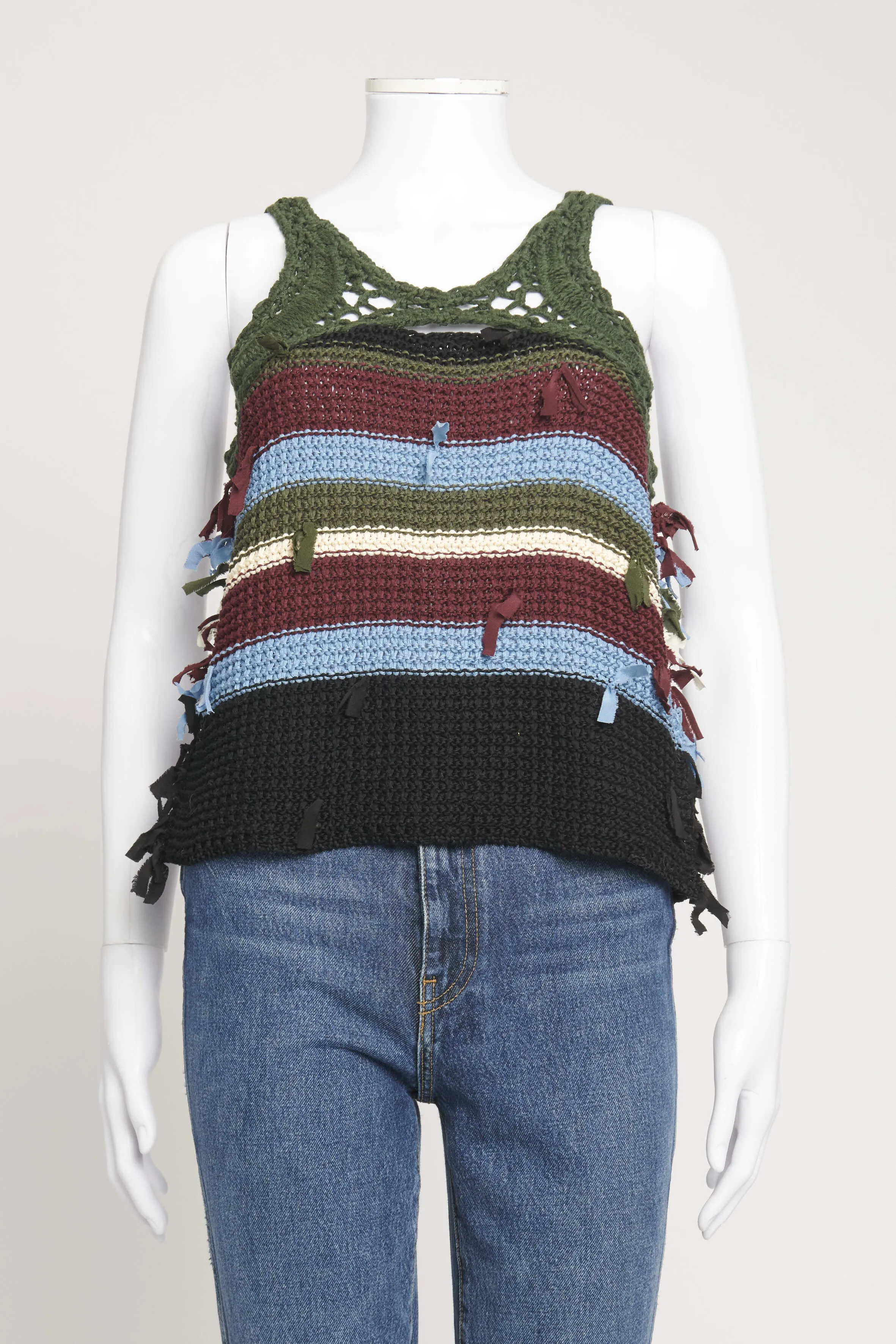 Multicolour Crochet Knit Preowned Tank Top