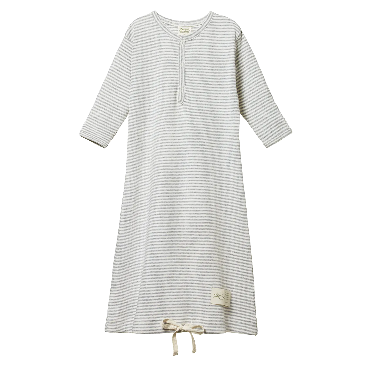 Nature Baby Gown - Grey Marl Stripe