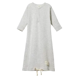 Nature Baby Gown - Grey Marl Stripe