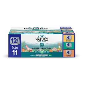 Naturo Pet Foods – Naturo Adult – 400g Grain Free Poultry Variety 12 Pack Trays