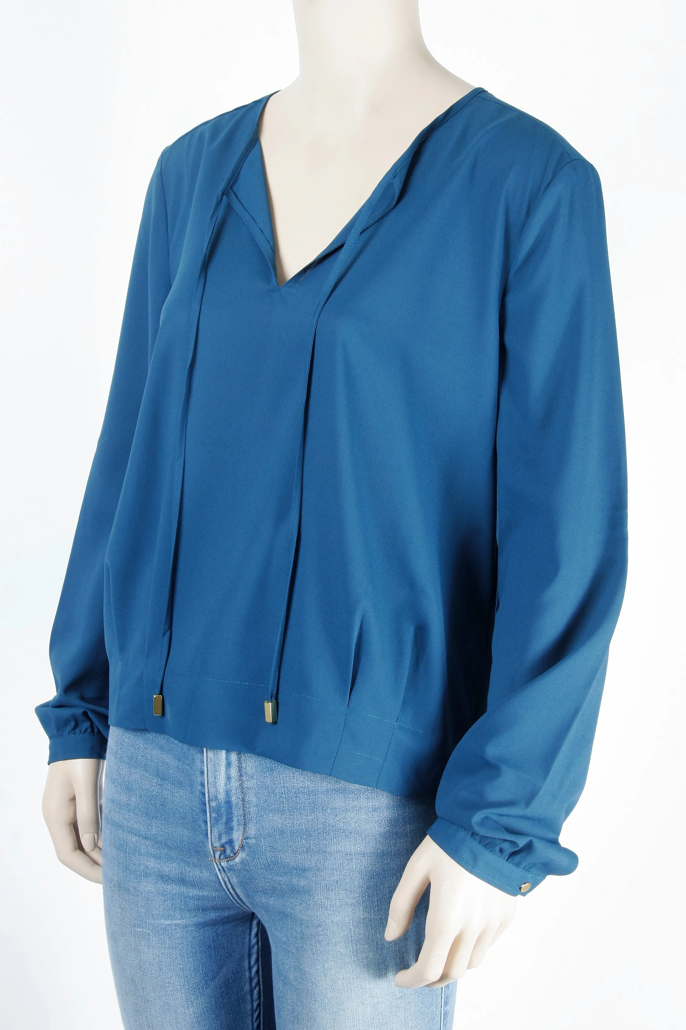 NWOT H&M Teal Blue Poet's Blouse-Size 8