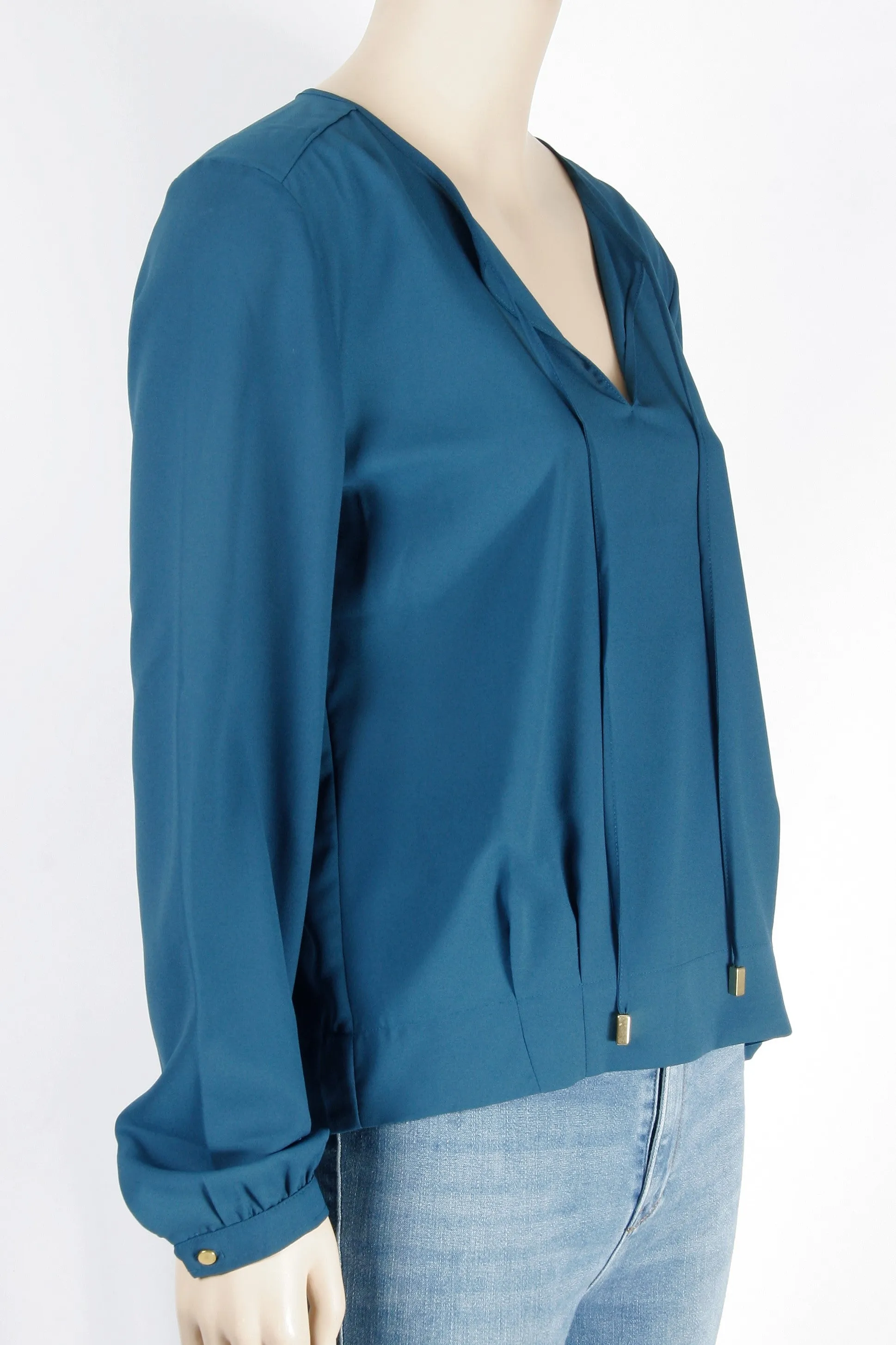 NWOT H&M Teal Blue Poet's Blouse-Size 8
