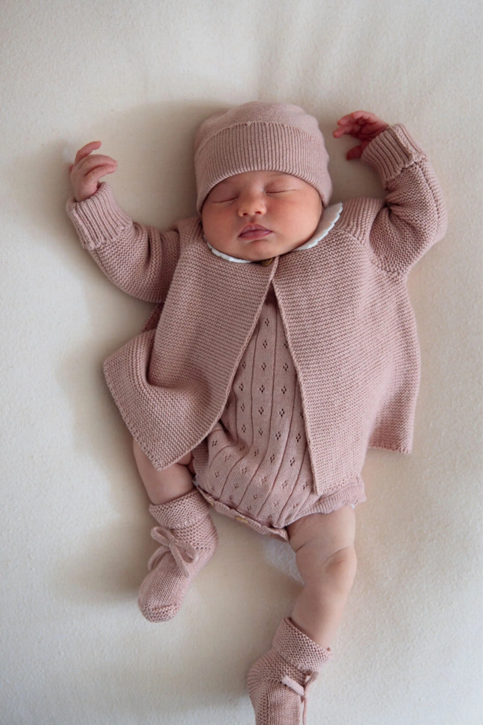 Organic Cotton Fine Knit Newborn Hat - Rose