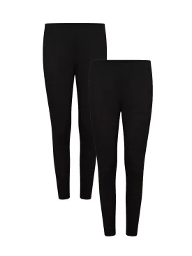 Pack of 2 Womens Thermal Pants Advanced Insulating Yarn Cotton Rich Ribbed Comfort Fit for Running Hiking Workwear in White Grey Black by Heatwave Thermalwear