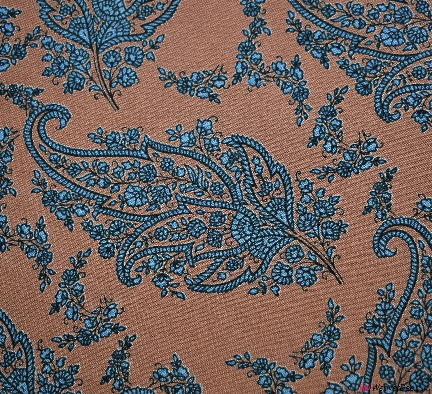 Paisley Leaf Mocha Viscose Fabric