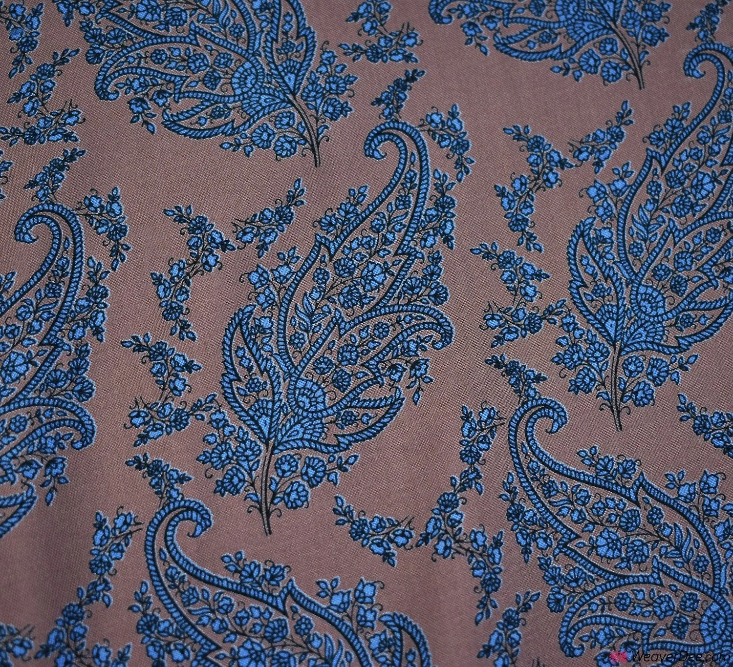 Paisley Leaf Mocha Viscose Fabric