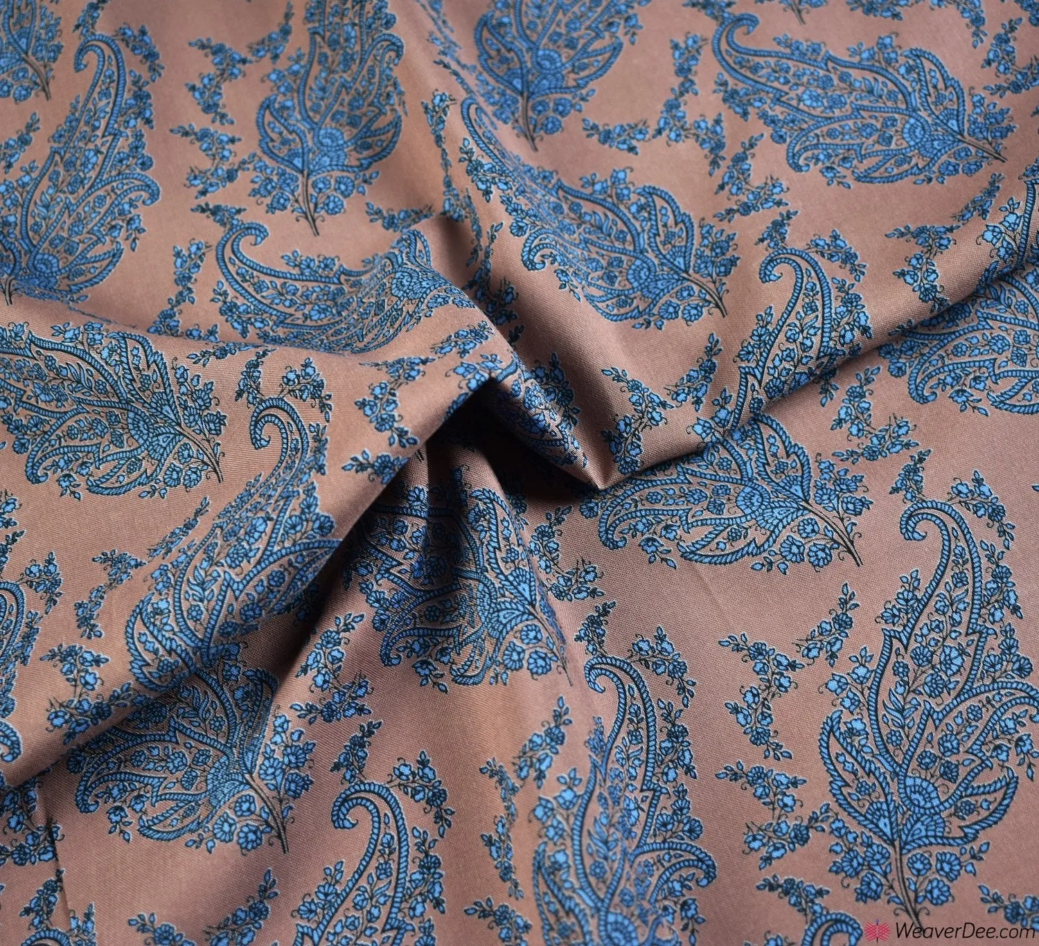 Paisley Leaf Mocha Viscose Fabric