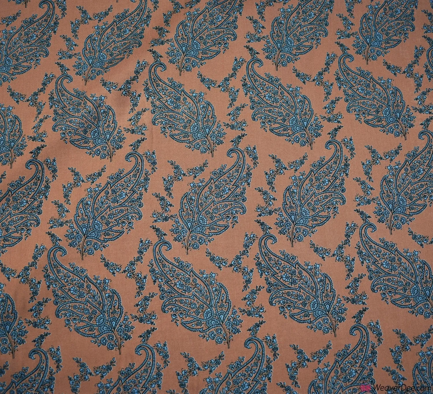 Paisley Leaf Mocha Viscose Fabric