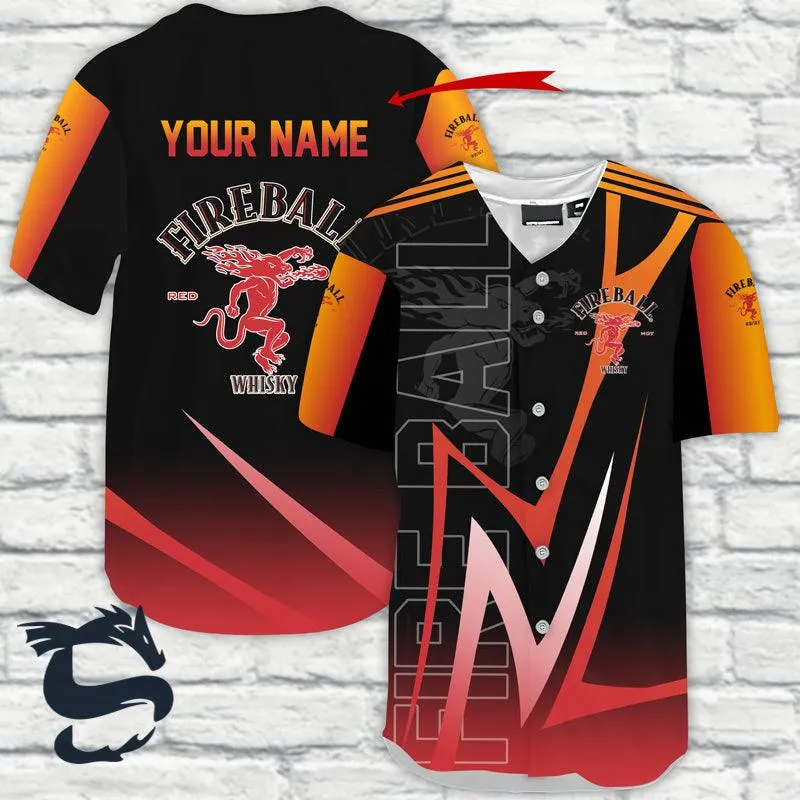 Personalize Fireball Whisky Esport Style Baseball Jersey