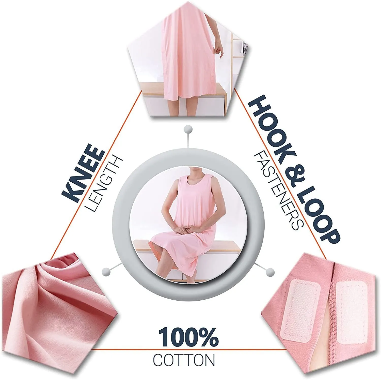 Pink 100% Cotton Hospital Gown. Large Patient Robe for Women. Women's Clothing after Surgery.