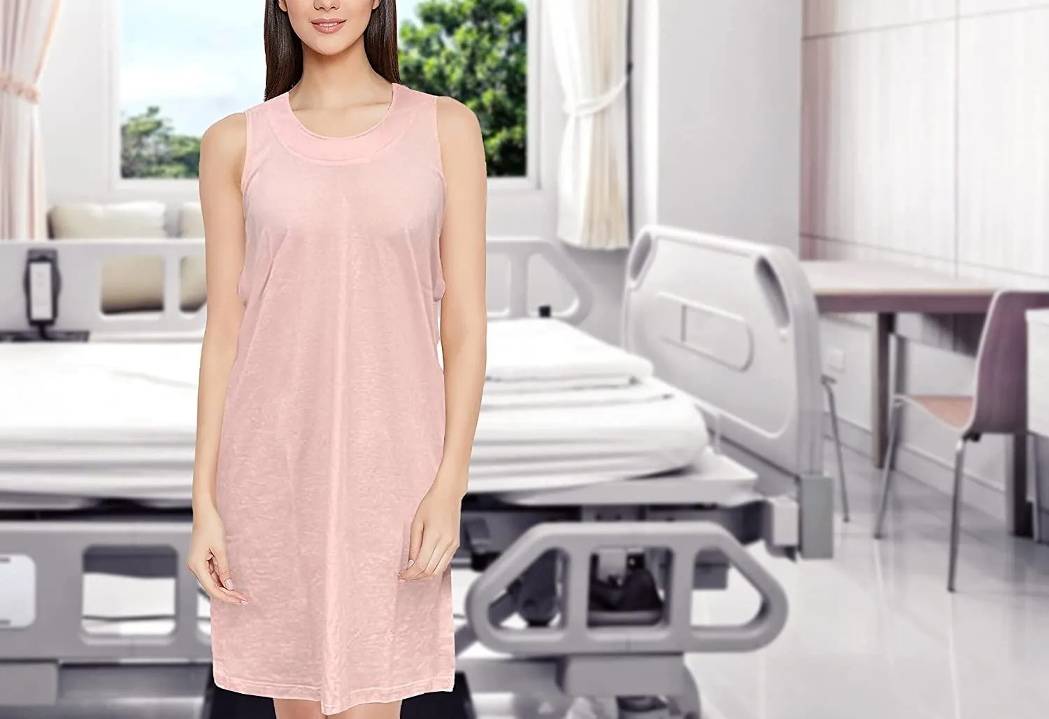 Pink 100% Cotton Hospital Gown. Large Patient Robe for Women. Women's Clothing after Surgery.
