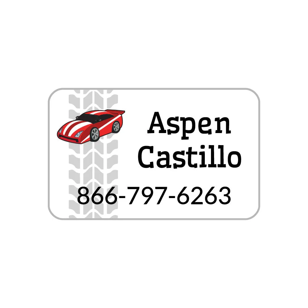 Race Car Iron-On Clothing Labels