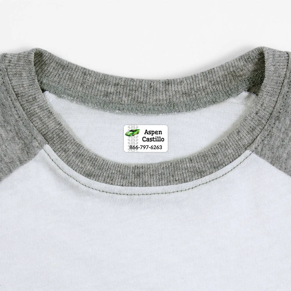 Race Car Iron-On Clothing Labels
