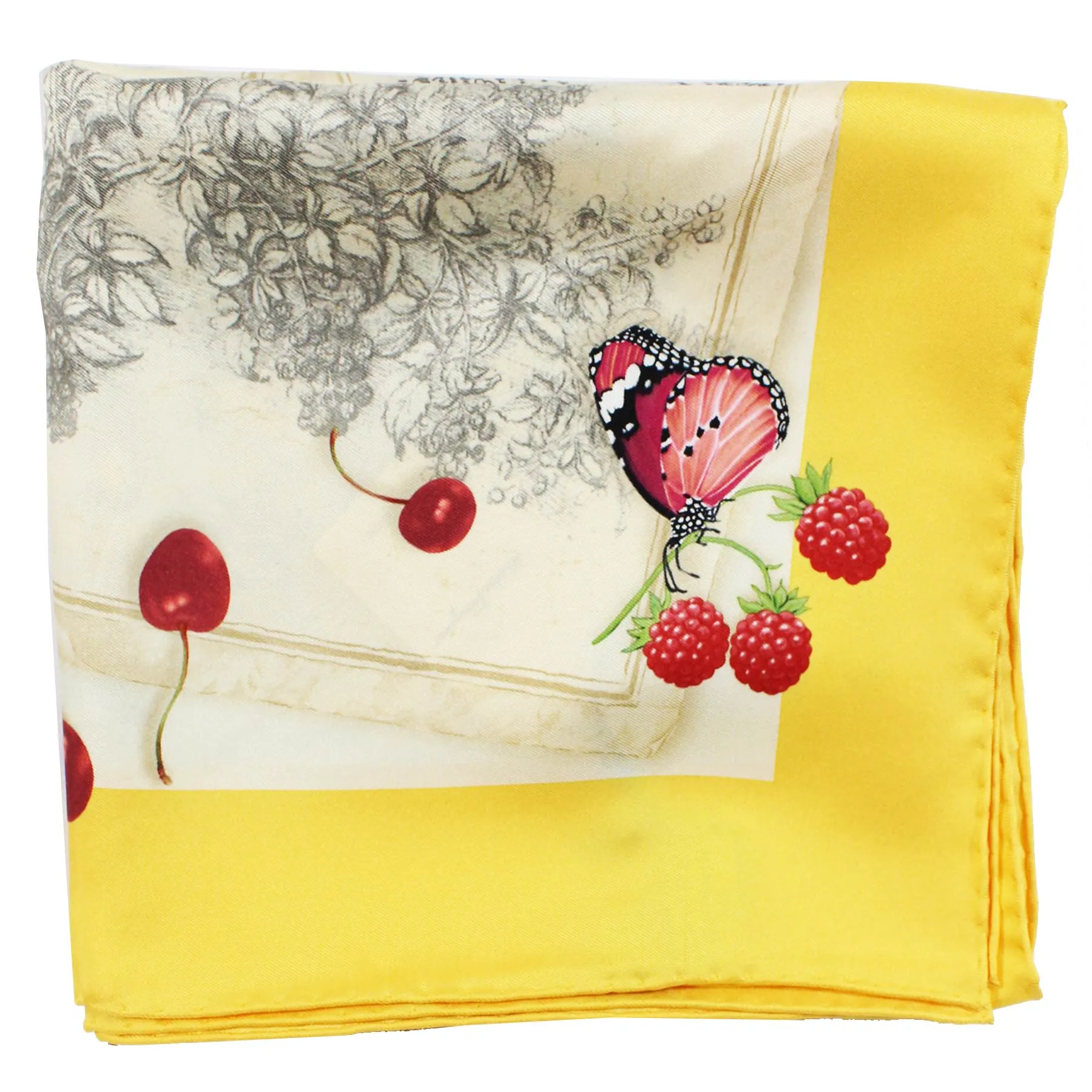 Salvatore Ferragamo Silk Scarf Flowers & Drawings Design - Large 36 Inch Square Foulard SALE