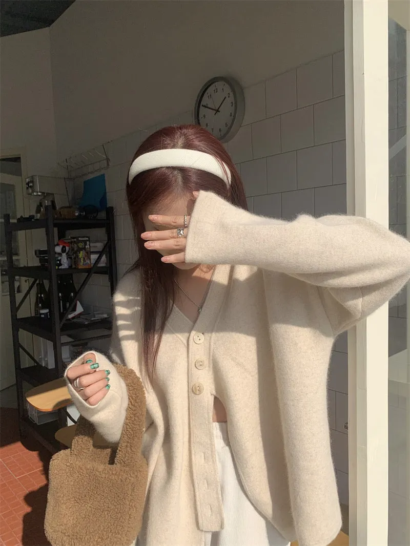 Soft Knit Designer V-Neck Side Button Sweater