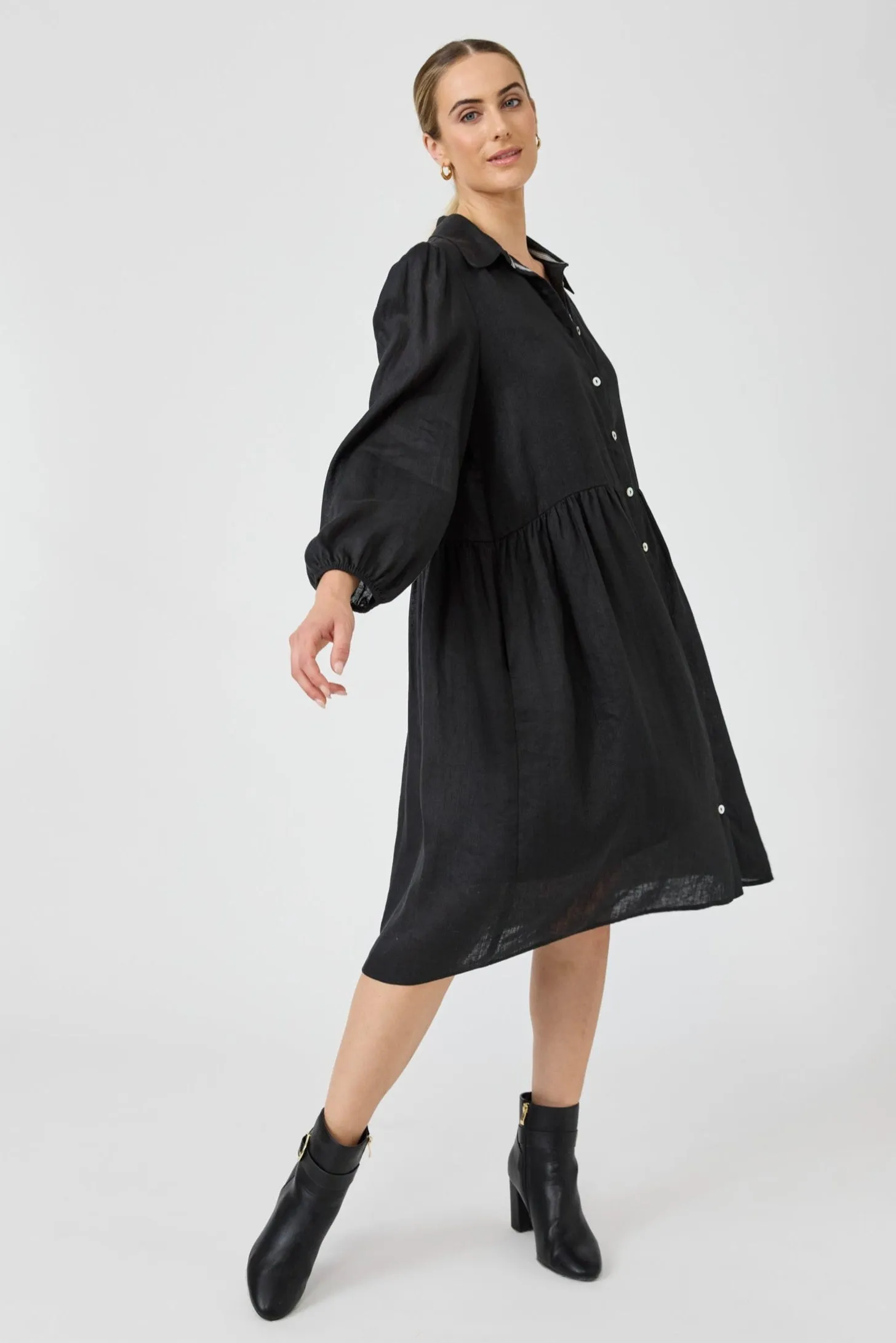 Studio Midi Shirt Dress - Ebony