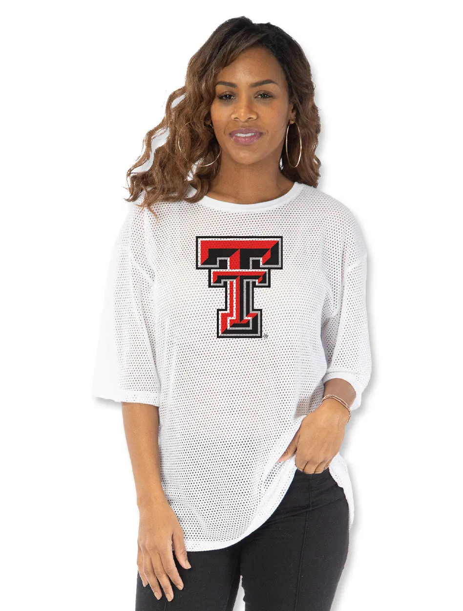 Texas Tech "Mallory" Faux Jersey Mesh Top