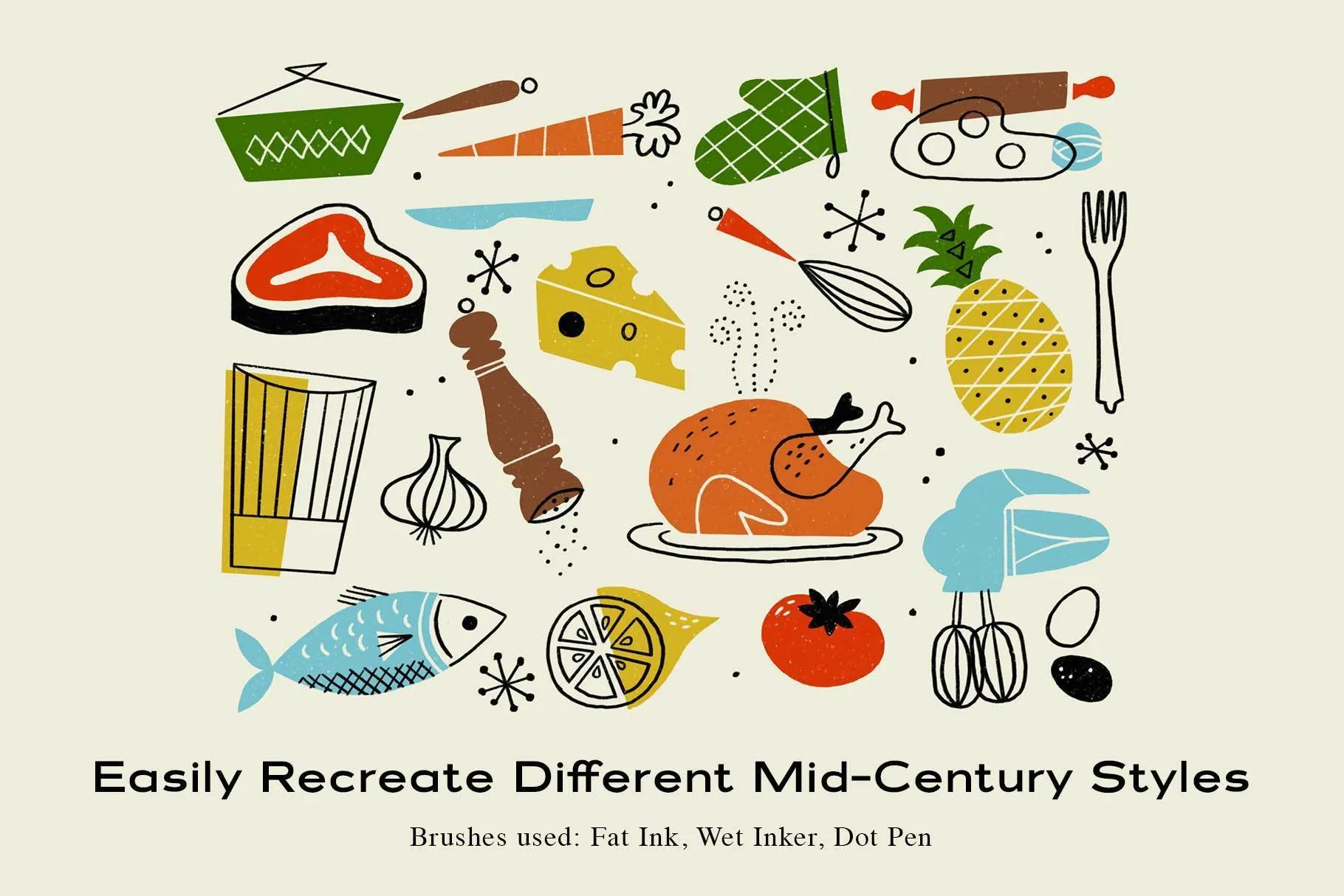 The Complete Mid-Century Brush Collection for Clip Studio Paint