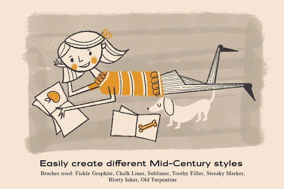 The Complete Mid-Century Brush Collection for Clip Studio Paint